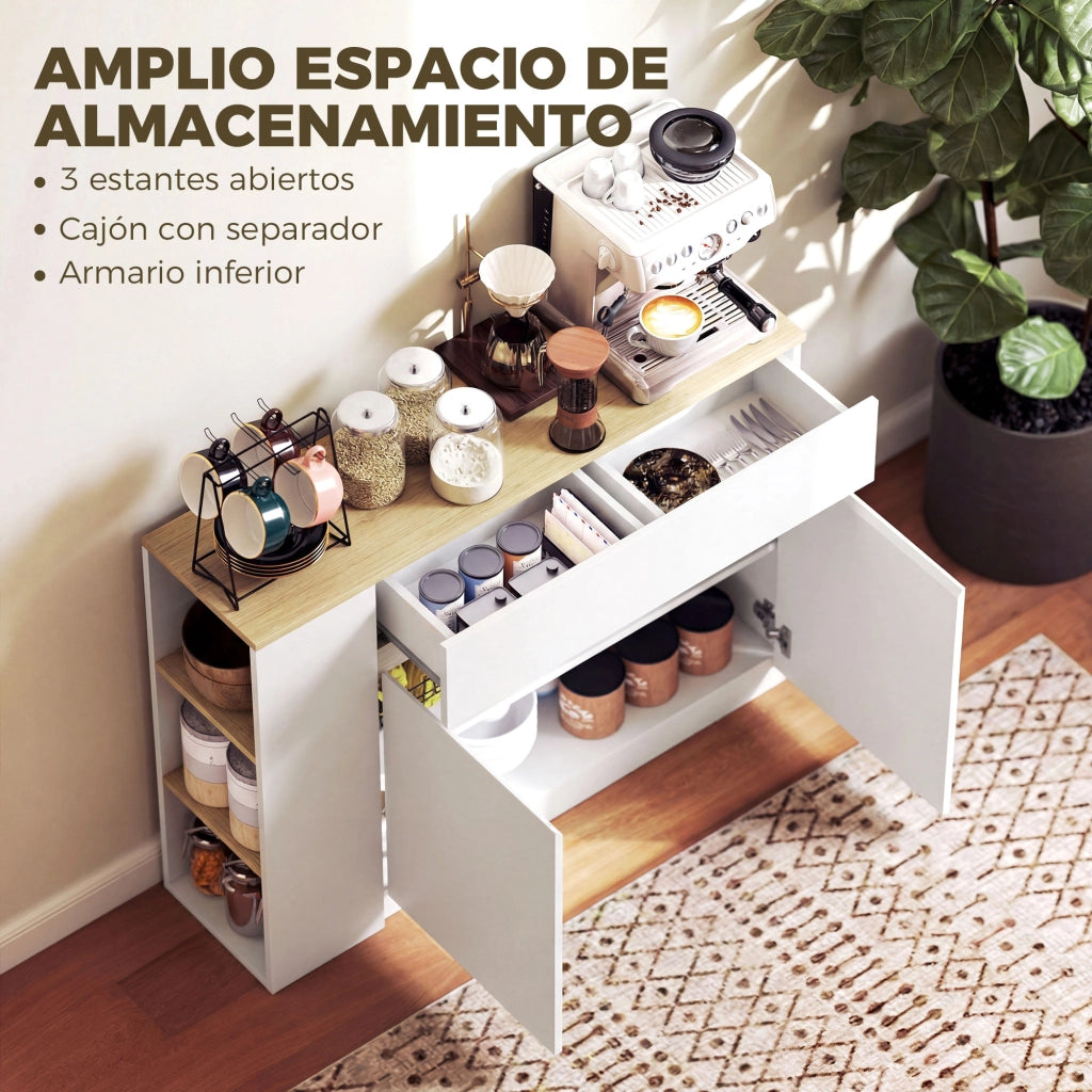 Armadietto da Cucina con 2 Ante e 3 Ripiani ¨C Zephmum ¨C 110x29,5x82 cm Bianco