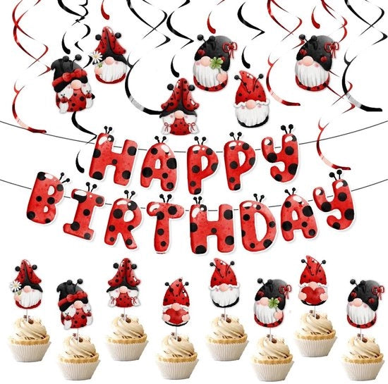 Decorazione di Festa per Compleanno - Fantoccio/Amorecchi - Decorazione per Festa - Fondale/Accessori Fotografici - Decorazione per Torta/Cupcake - Topper con Spirali - Materiale Carta/PVC - 1 Stampa Banner/8 Topper