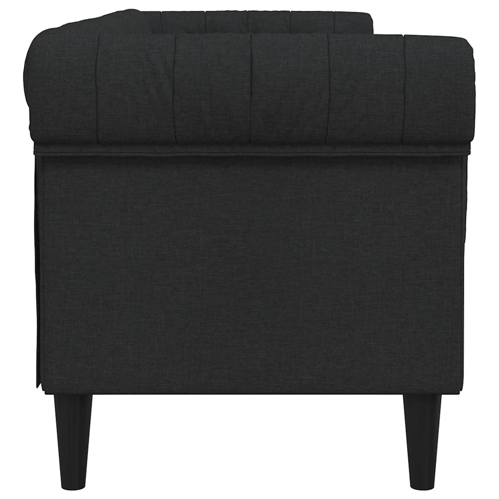 Divano Chesterfield a 3 Posti-Sofa 3 Posti-Divanetto Nero in Tessuto