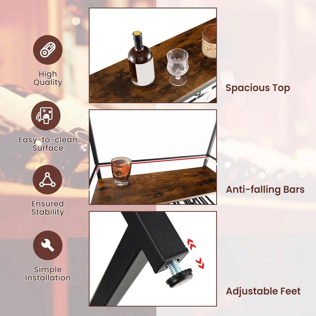 Portabottiglie Industriale Da Pavimento, Scaffale Per Vino a 6 Livelli Indipendente, Armadio In Metallo Con Righe Per 16 Tazze e 32 Bottiglie Per Cucina, Bar, Sala Da Pranzo, 80 x 30x140 cm