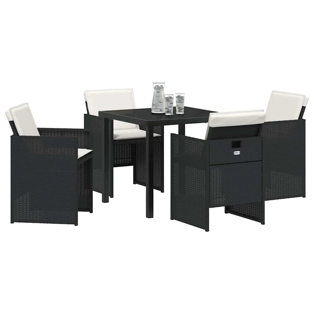 Set da Pranzo per Giardino con cuscino 5 pcs Nero polyrattan 3379940