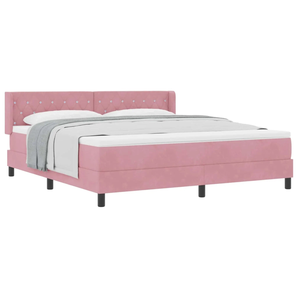 Letto a molle con materasso Rosa 200 x 180 cm Poliestere
