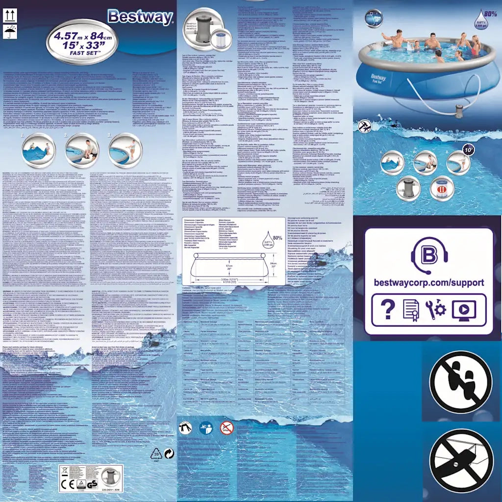 Bestway Set Piscina Gonfiabile Rotonda Fast Set 457x122 cm 3202641