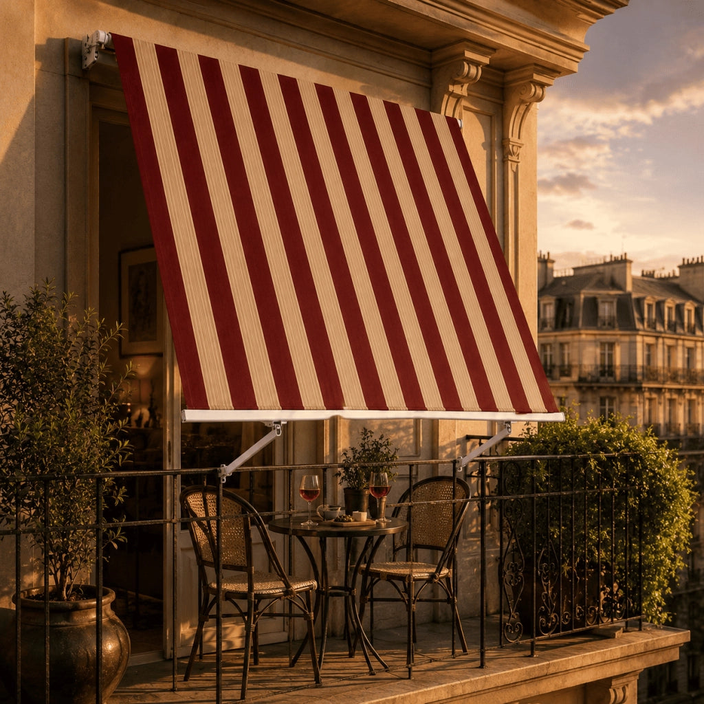 Tenda Da Sole Con Manovella E Struttura In Alluminio Tessuto In Poliestere 280G Protezione Solare Privacy Per Spazi Esterni Balcone Terrazza E Veranda 295x250x50 Cm Rosso E Beige