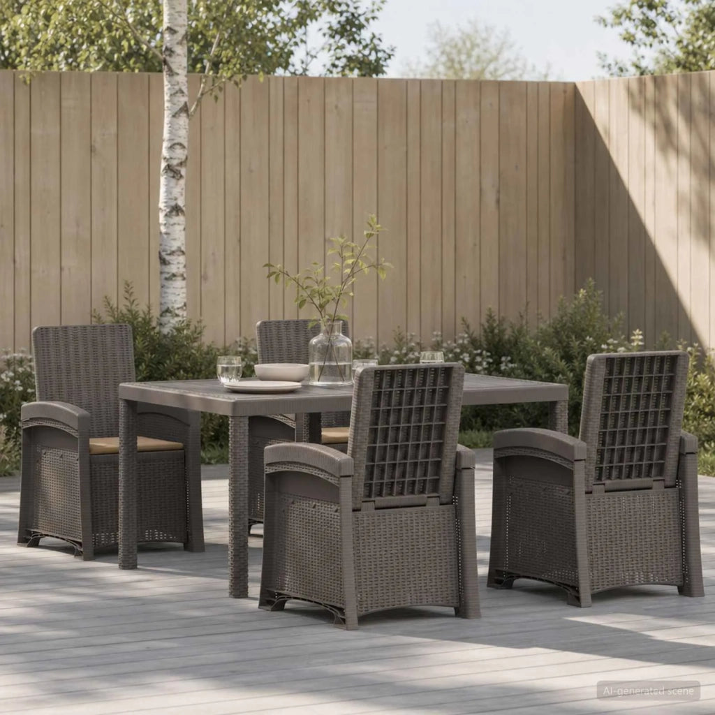Set da Pranzo per Giardino 5 pz Grigio chiaro e Tortora PP 3430133