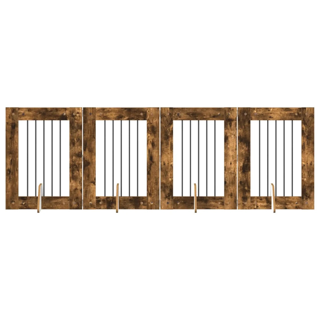Cancello per cani con supporti 4 pcs Rovere Fumo 60 x 80 cm