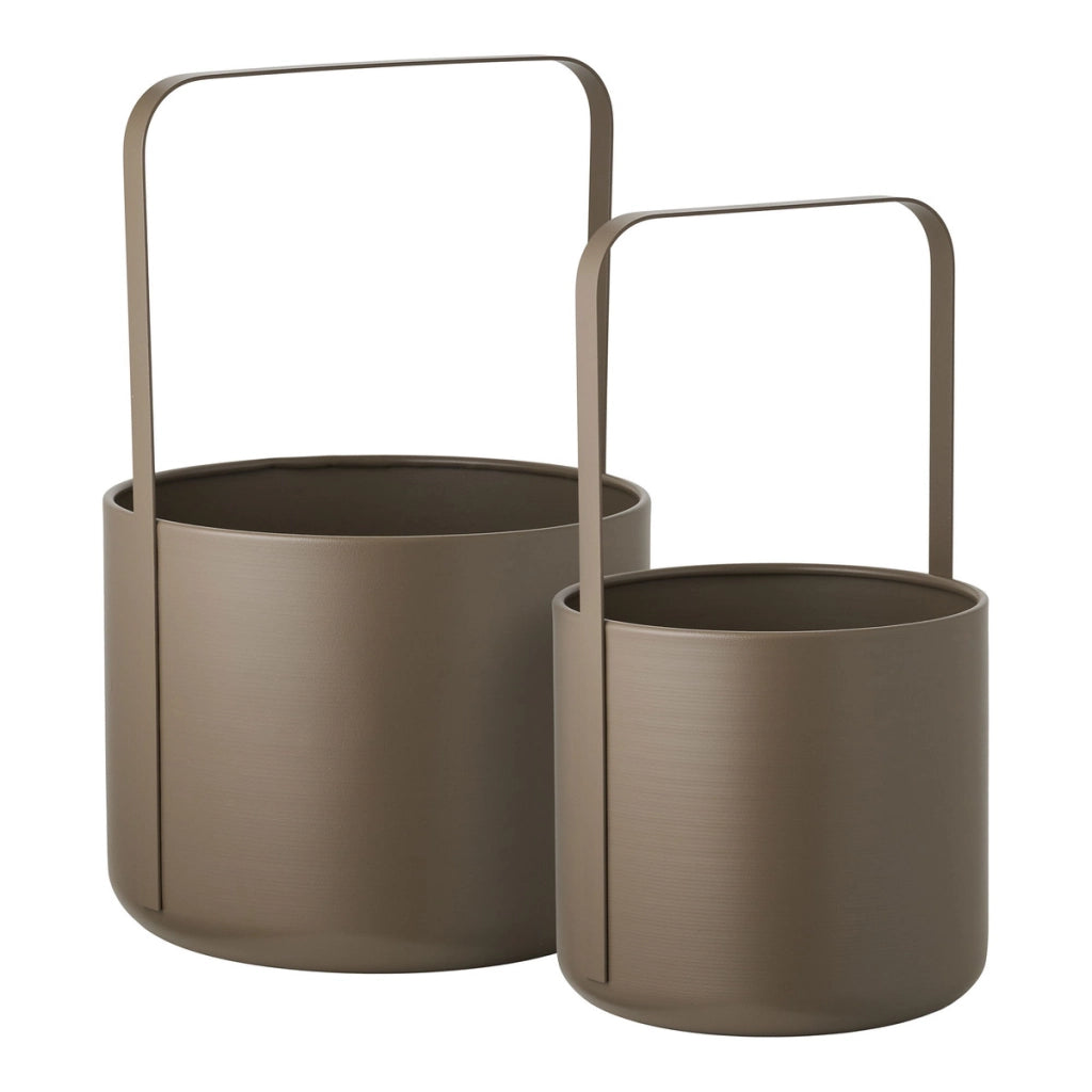 Vaso per Piante HN18, Marrone, Metallo, 19x19x35 cm