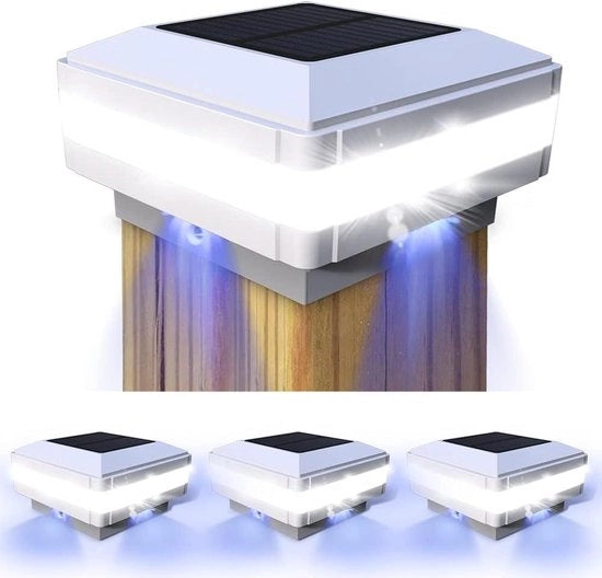 Illuminazione esterna a energia solare - Copertura per palo per diverse misure - 7 x 78 x 89 x 9 10 x 10 - Palchi standard - 6000 K - IP65 impermeabile all'acqua - Coppe per palo - Coperture in legno per palchi di recinzione con