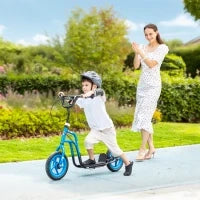 Monopattino per bambini con manubrio regolabile, cavalletto, freno a mano, per bambini di età compresa tra 5 e 12 anni, Blu