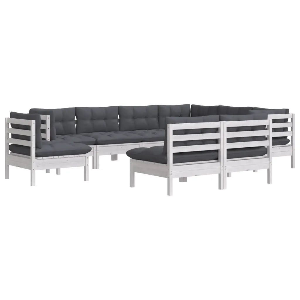 Set Divani da Giardino 9 pz con Cuscini Bianchi Legno di Pino cod mxl 44355