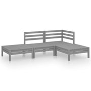 Set Divani da Giardino 4 pz | Set Salotto da Giardino Grigio in Legno Massello di Pino