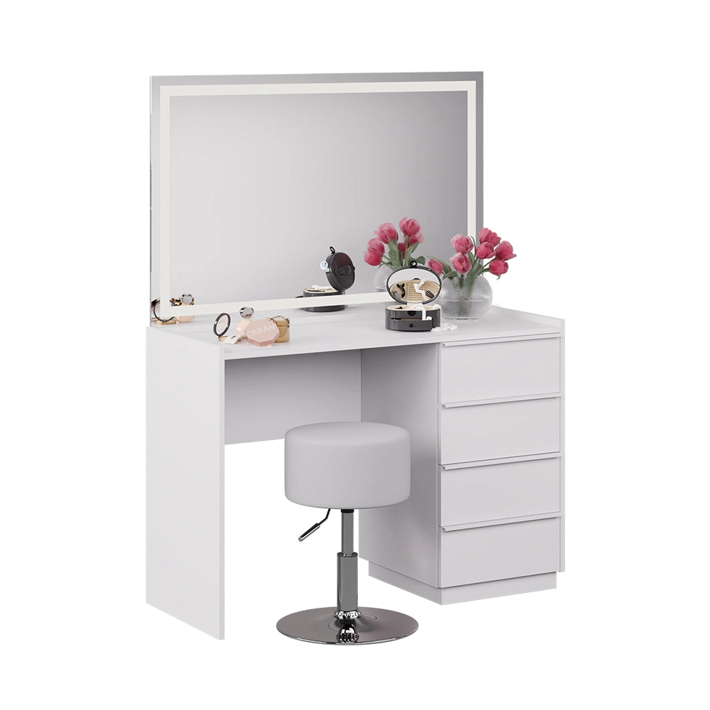 Vicco Tavolo da toeletta Bianco 110 cm con specchio LED e sgabello