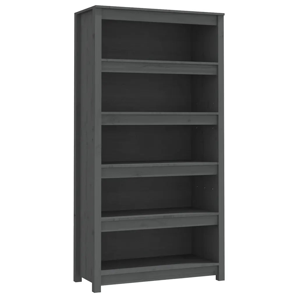 Libreria Grigia 80x35x154 cm in Legno Massello di Pino 821691