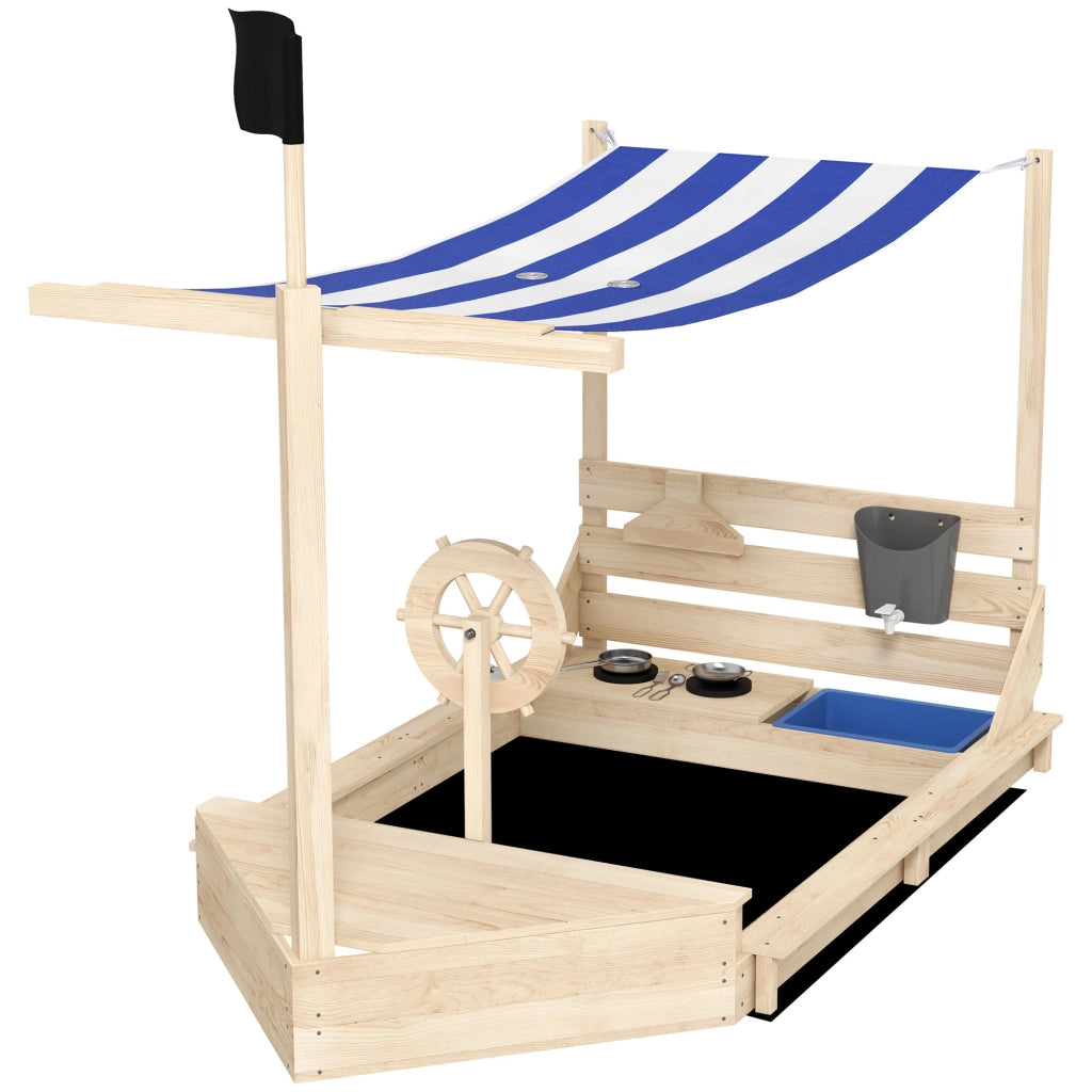 Casetta da gioco in legno con cucina e accessori ¨C zephmum ¨C 180x103x144.5 cm naturale