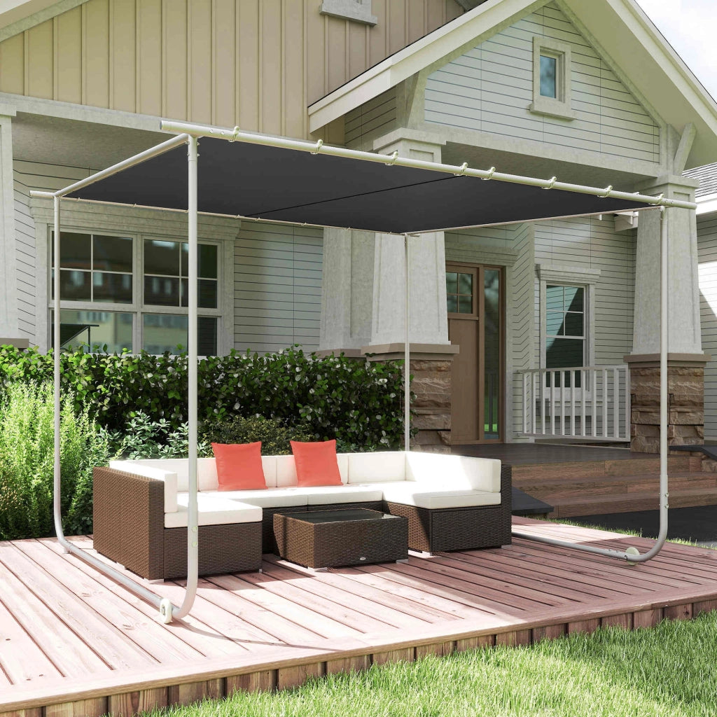 Pergolato da giardino mobile con ruote e sacche di sabbia ¨C Zephmum ¨C 3x3m grigio metallo