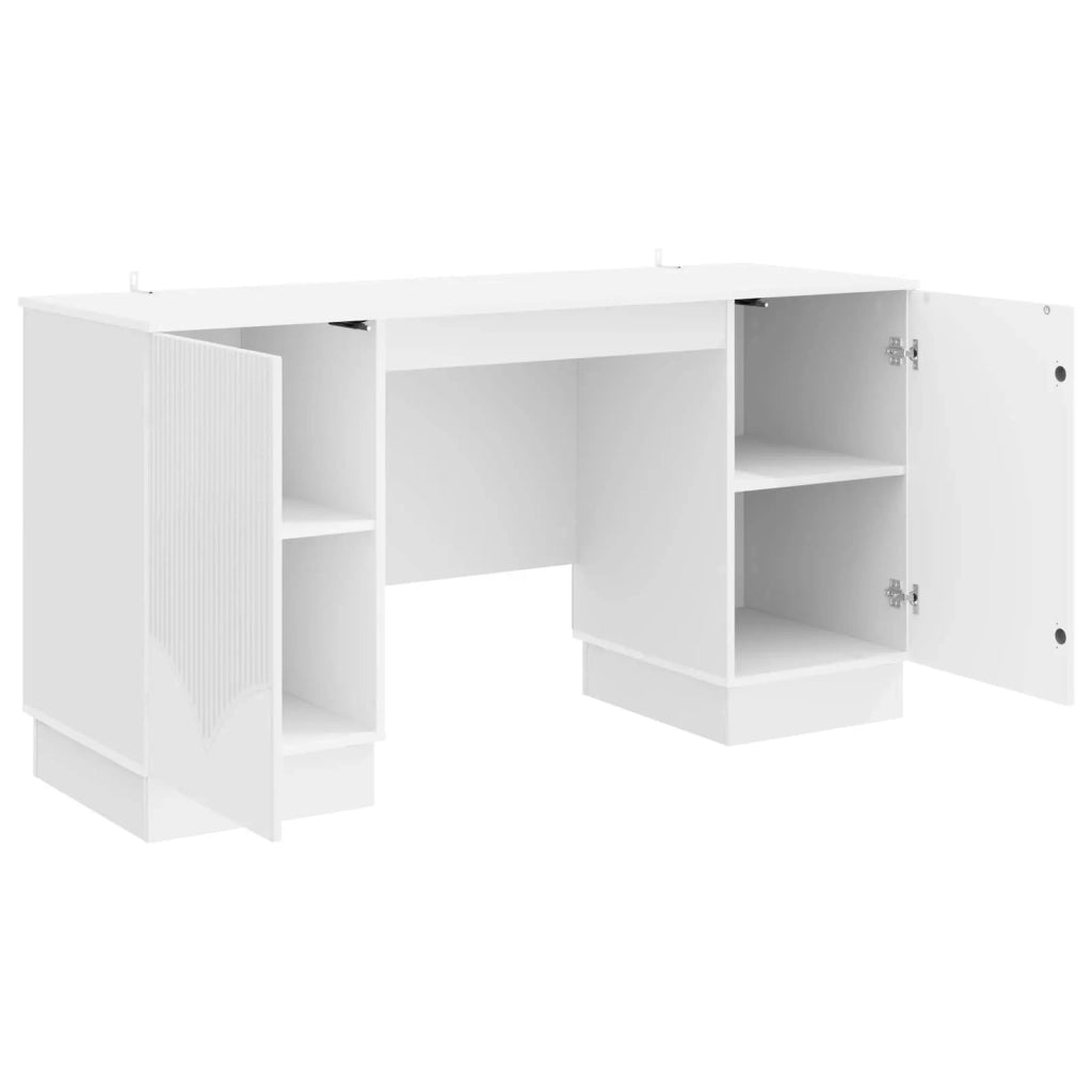 Scrivania Bianco Lucido 142,5 x 50 x 75 cm Legno ingegnerizzato