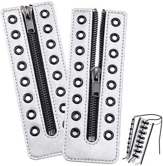 Accessori per calze in metallo con chiusura a vite - 2 pezzi - con innesse in metallo argentato - per sneaker - con rivestimento in PU in duraturo