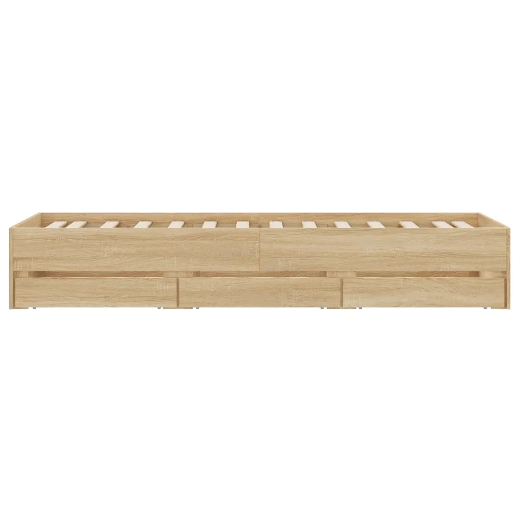 Letto singolo | Letto per adulti | Giroletto Cassetti Rovere Sonoma 75x190 cm Legno Multistrato