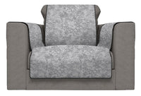 Copridivano con Copri Braccioli Seduta 60 cm in Poliestere e Cotone Grigio Scuro