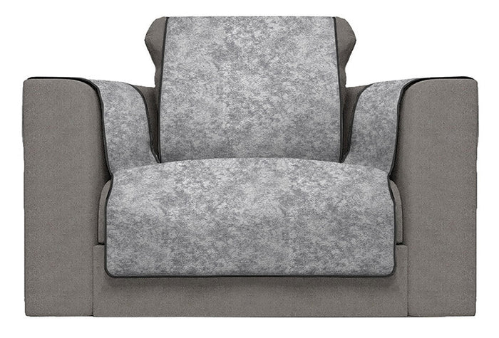 Copridivano con Copri Braccioli Seduta 60 cm in Poliestere e Cotone Grigio Scuro