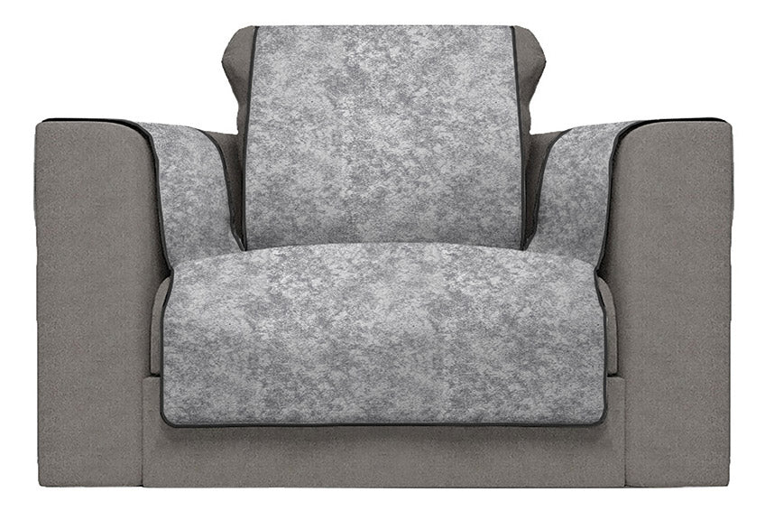 Copridivano con Copri Braccioli Seduta 60 cm in Poliestere e Cotone Grigio Scuro