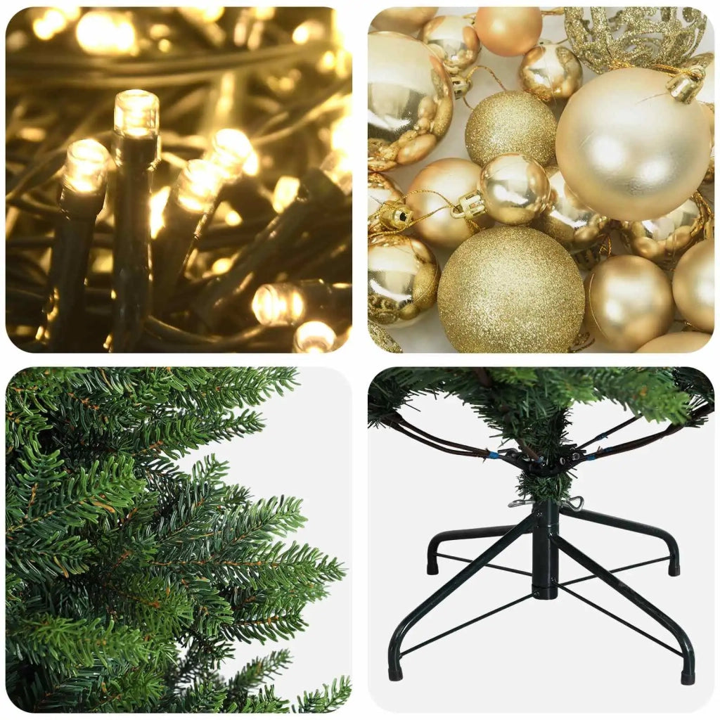 Albero di Natale artificiale con palline 150 cm 150 LED 3465682