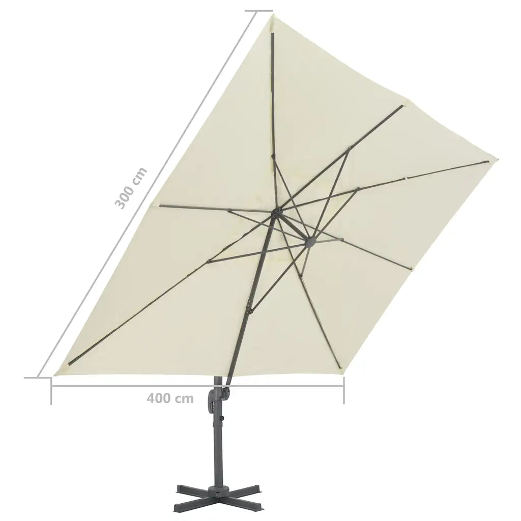 Ombrellone da giardino a sbalzo con palo in alluminio 400x300 cm Sabbia 44633