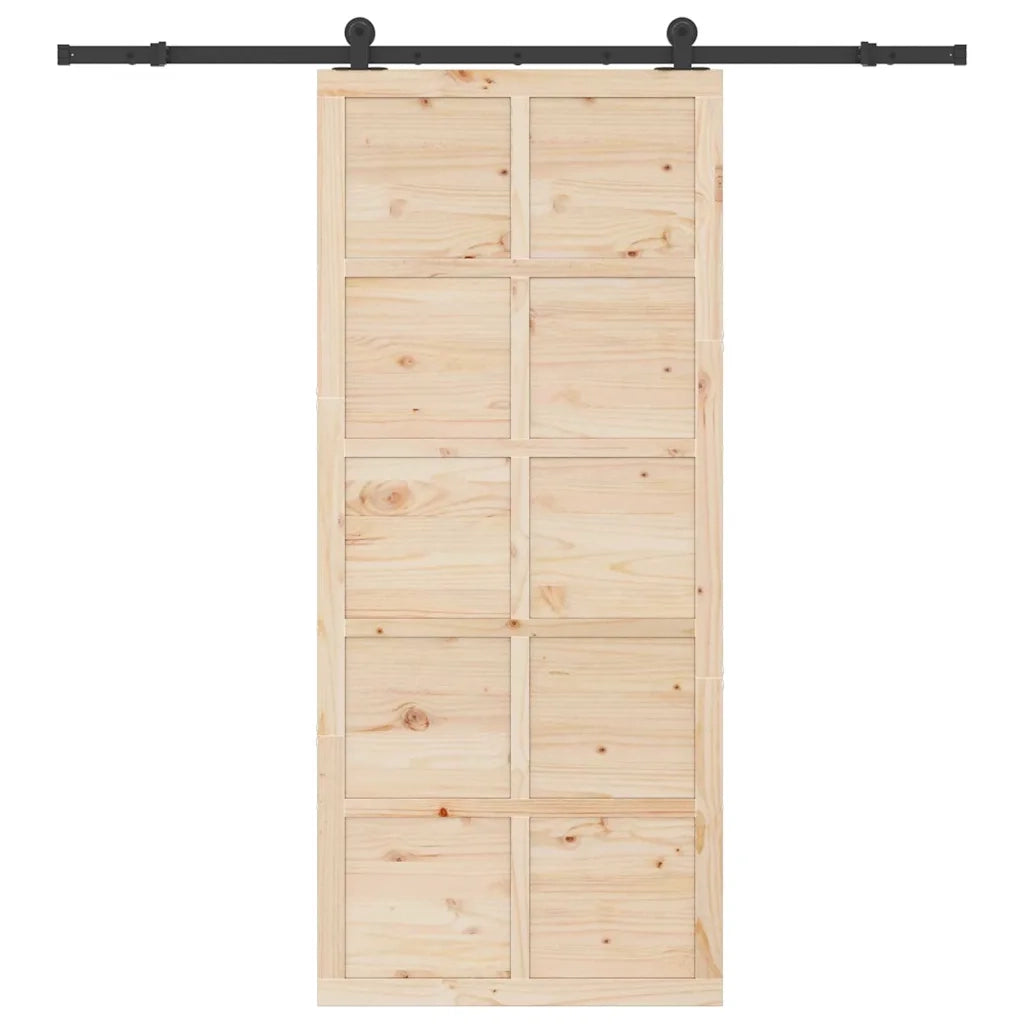 Porta scorrevole Naturale 100 x 208 cm Legno Massello di Pino 3381176