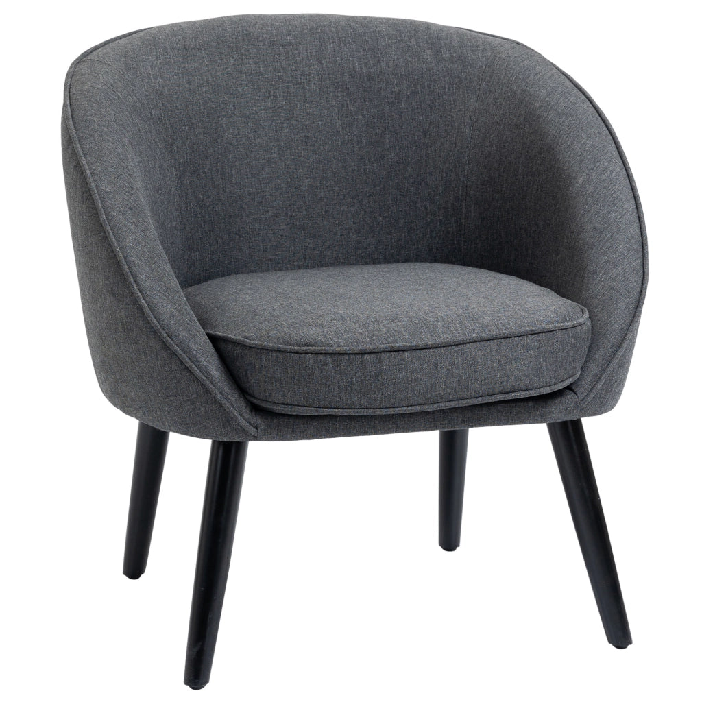 Poltrona relax tessuto effetto lino gambe legno ¨C Xylo ¨C grigio