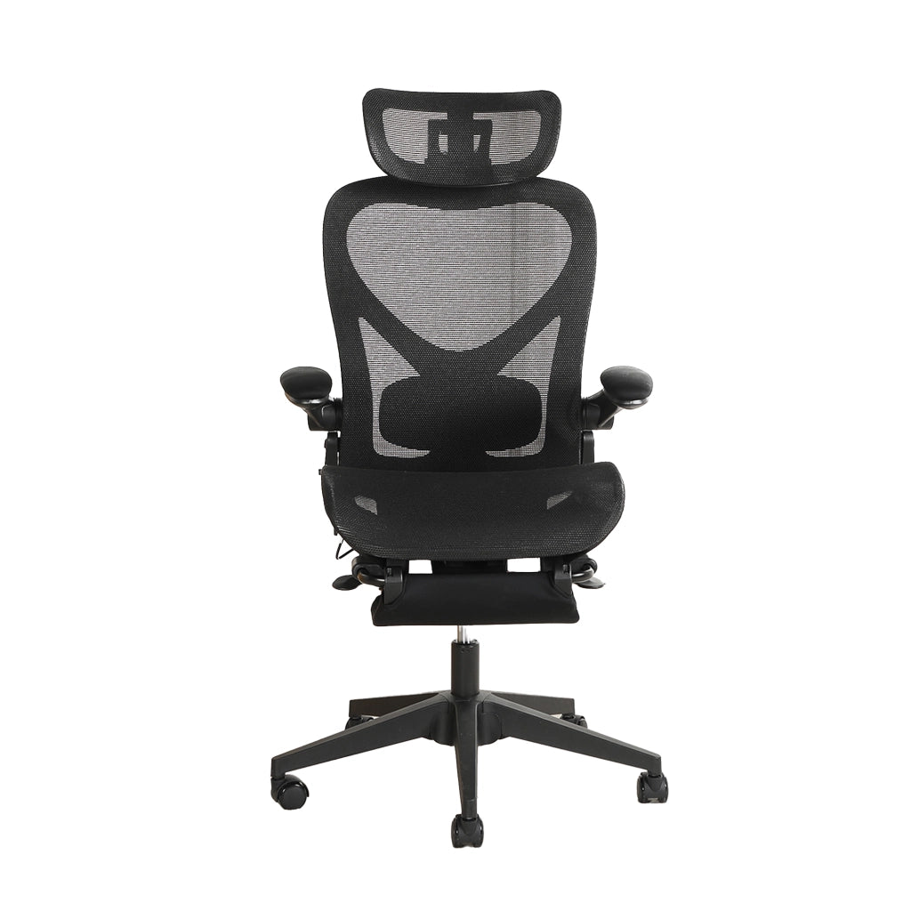 Sedia da ufficio pieghevole ergonomica in rete nera, 62 x 48,5 x 129 cm