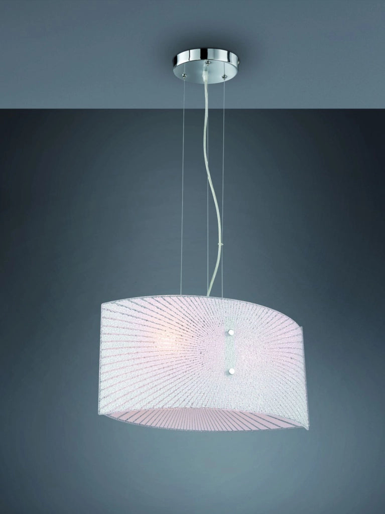 ELISA SOSPENSIONE DOPPIO VETRO DECORO E GRANIGLIA DI VETRO L. 40CM 2 LUCI ATTACCO E27