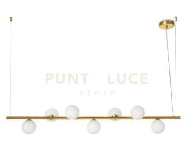 POMI' LAMPADARIO A SOSPENSIONE LINEARE ORO SPAZZOLATO VETRI BIANCO ATTACCO G9 L.124CM