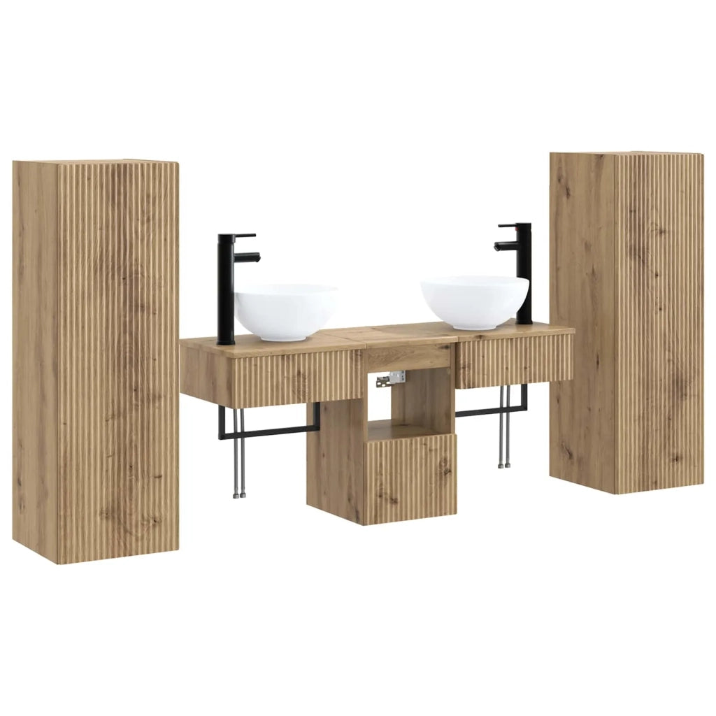 Set di mobili per il bagno 5 pz Rovere Artigianale 3405972