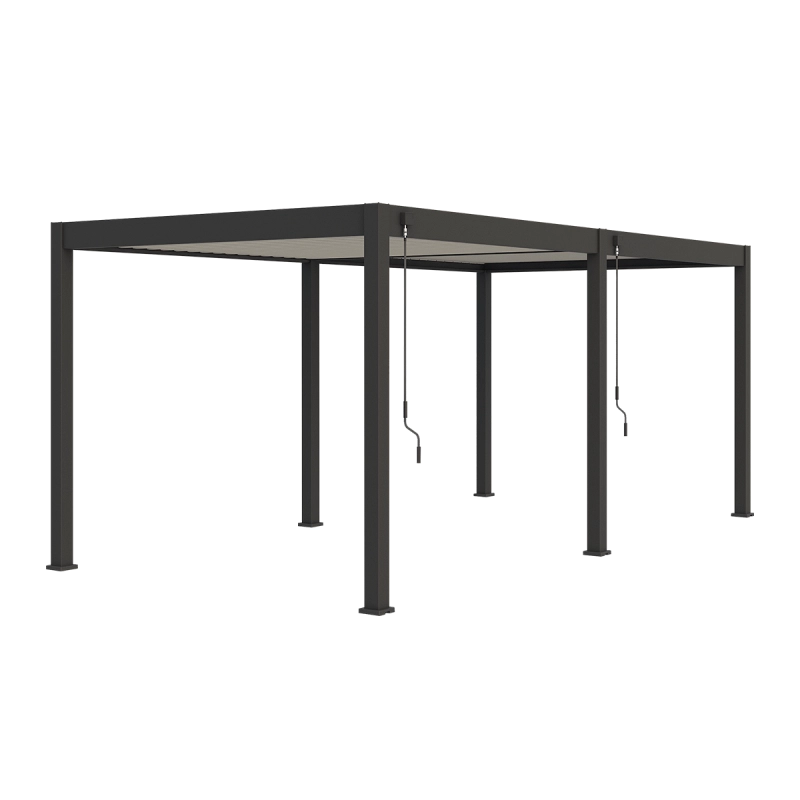 Pergola bioclimatica Ombréa autoportante VS - 3x6M bicolore + 2 tende anthracite