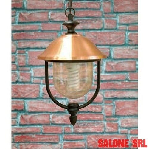 LANTERNA APPLIQUE LAMPADA COPPER CON CATENA  IN ALLUMINIO NERO E RAME PER LAMPADE DA 60W