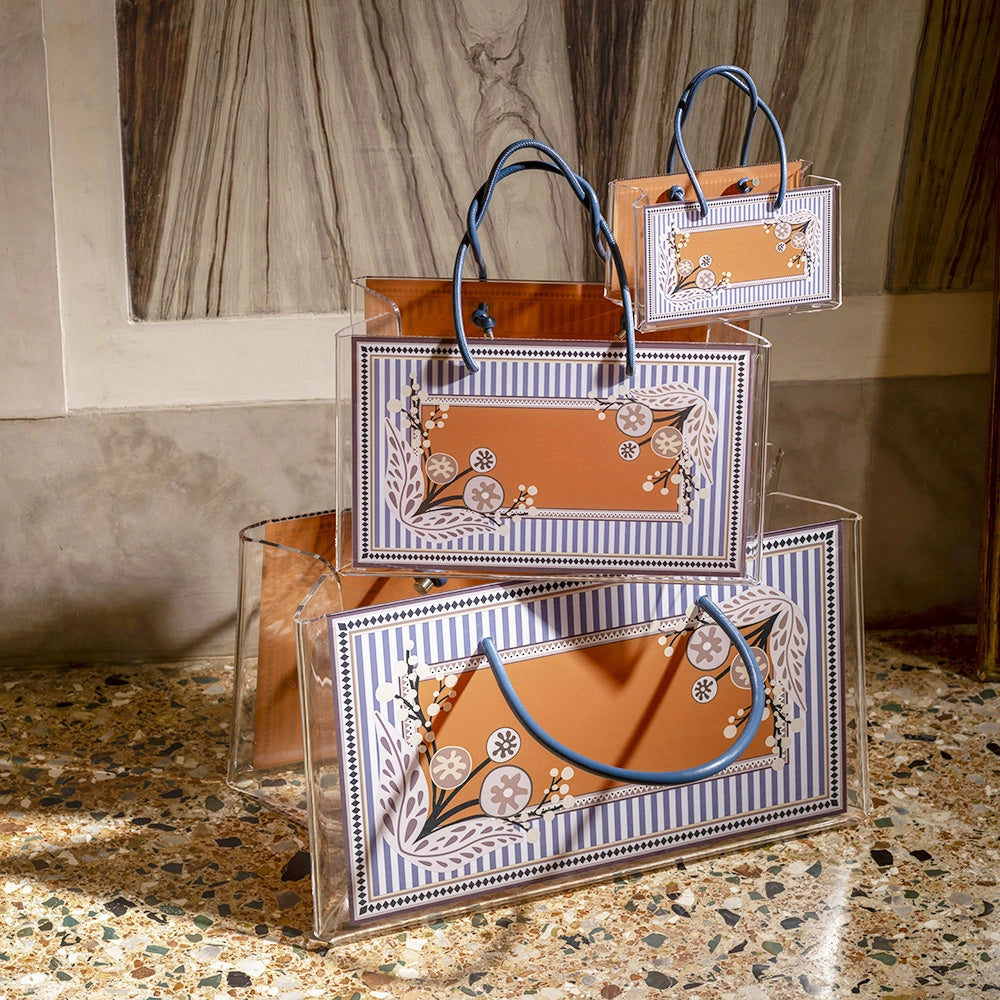 SHOPPER GRANDE CHARLOTTE IN CRISTALLO ACRILICO TRASPARENTE E CON DECORO SVEVA