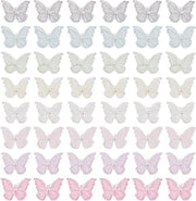 48 Pezzi 8 Colori Patchi Farfalla a Reticolo - Doppia Lastra 3D Patchi Farfalla Organza - Imitazione Perla Patchi Sartoriale Ricamo DIY per Festa Matrimonio
