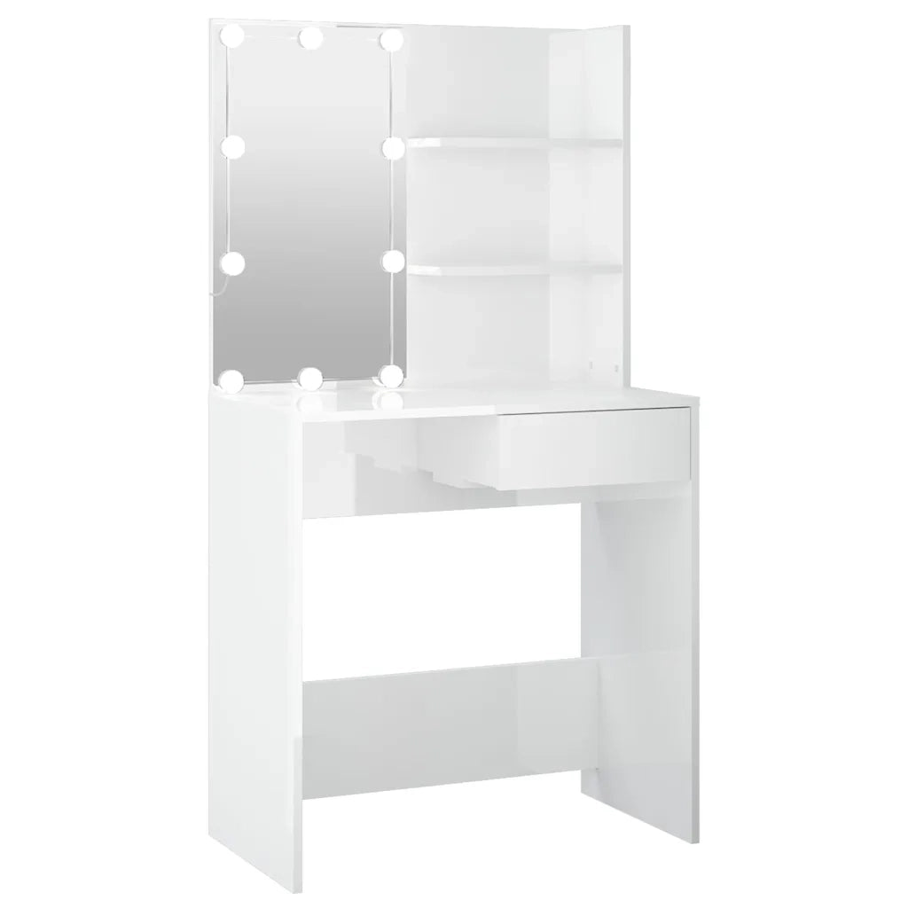 Toeletta con LED Bianco Lucido 74,5x40x141 cm 808807