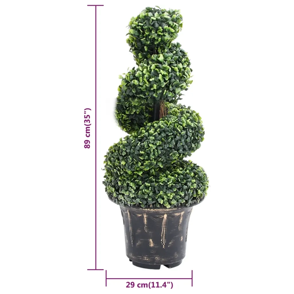 Pianta di Bosso Artificiale a Spirale con Vaso Verde 89 cm CFW6084230