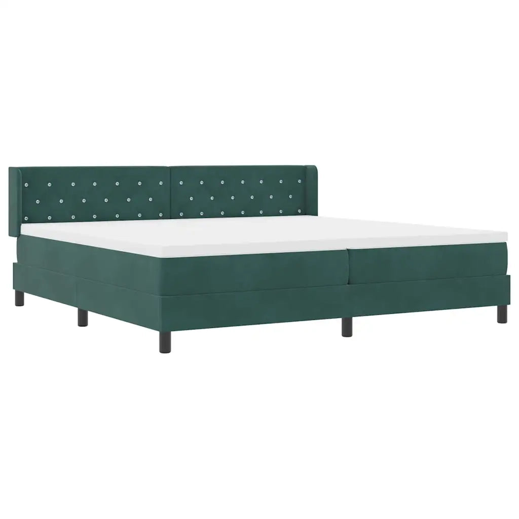 Letto a molle con testiera Verde Scuro 200 x 200 cm Velluto 3341435
