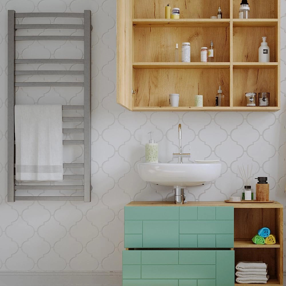 Set di mobili da bagno Rudi, Verde menta, 90 cm, composto da specchio da bagno e mobile sottolavabo