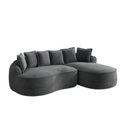 Divano angolare modulare senza telaio; chaise longue extra profonda con cuscini; ciniglia; grigio