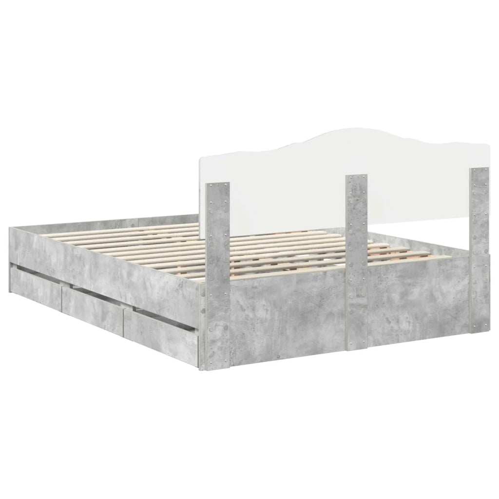 Struttura del letto con cassetto Grigio cemento 150 x 200 cm