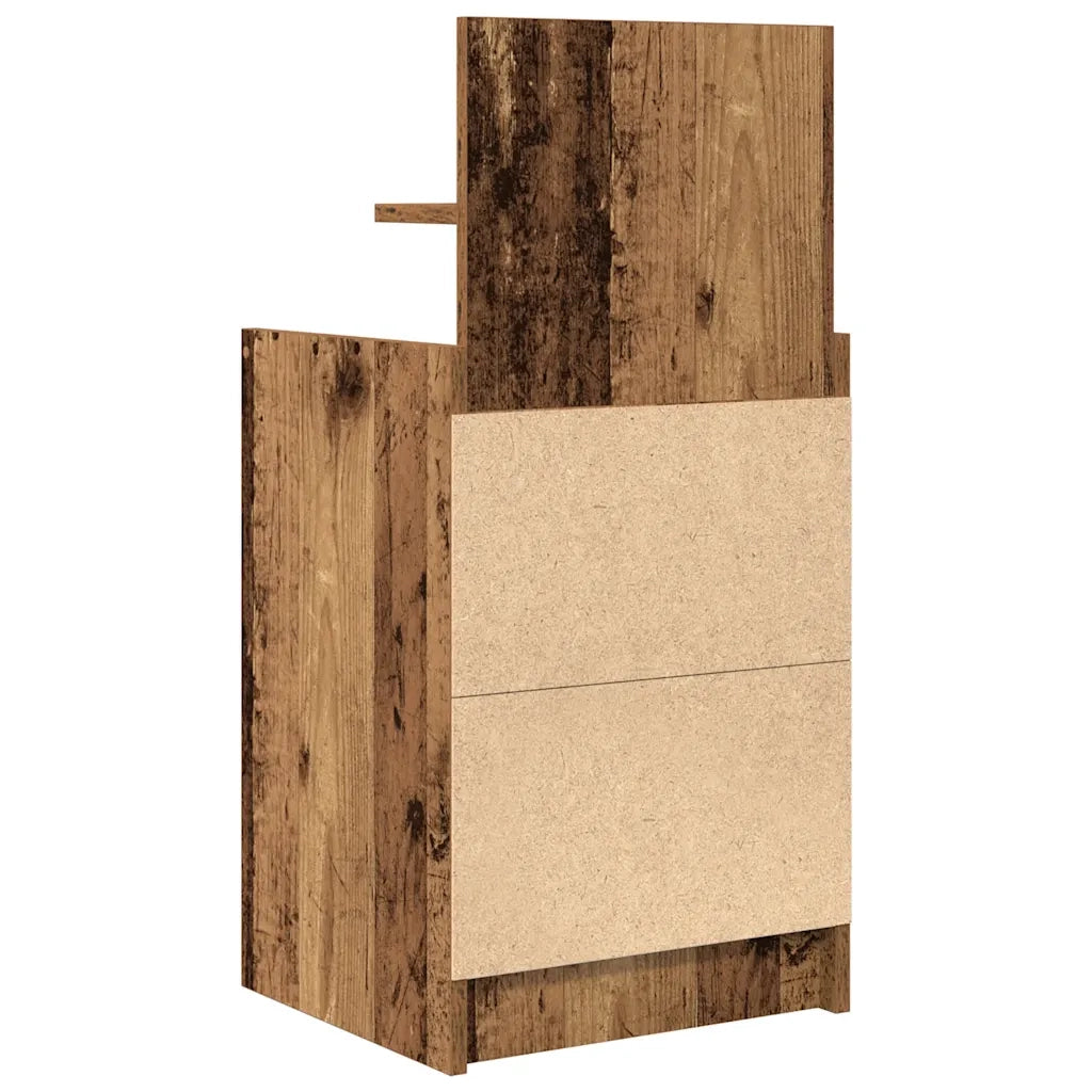 Comodino | Armadio da Notte | Mobiletto da notte con 2 Cassetti Legno Antico 38x34x80 cm