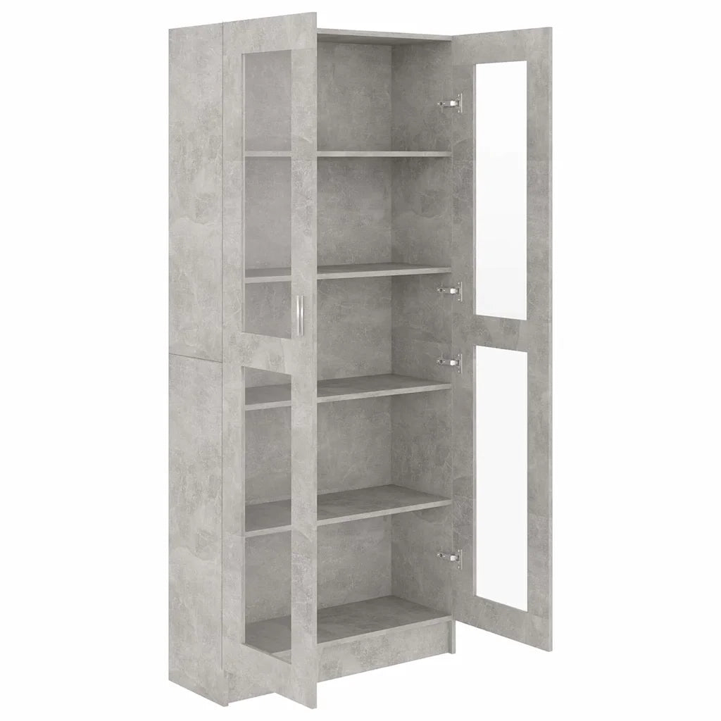 Armadietto Vetrina Grigio Cemento 82,5x30,5x185,5cm Multistrato CFW7592182