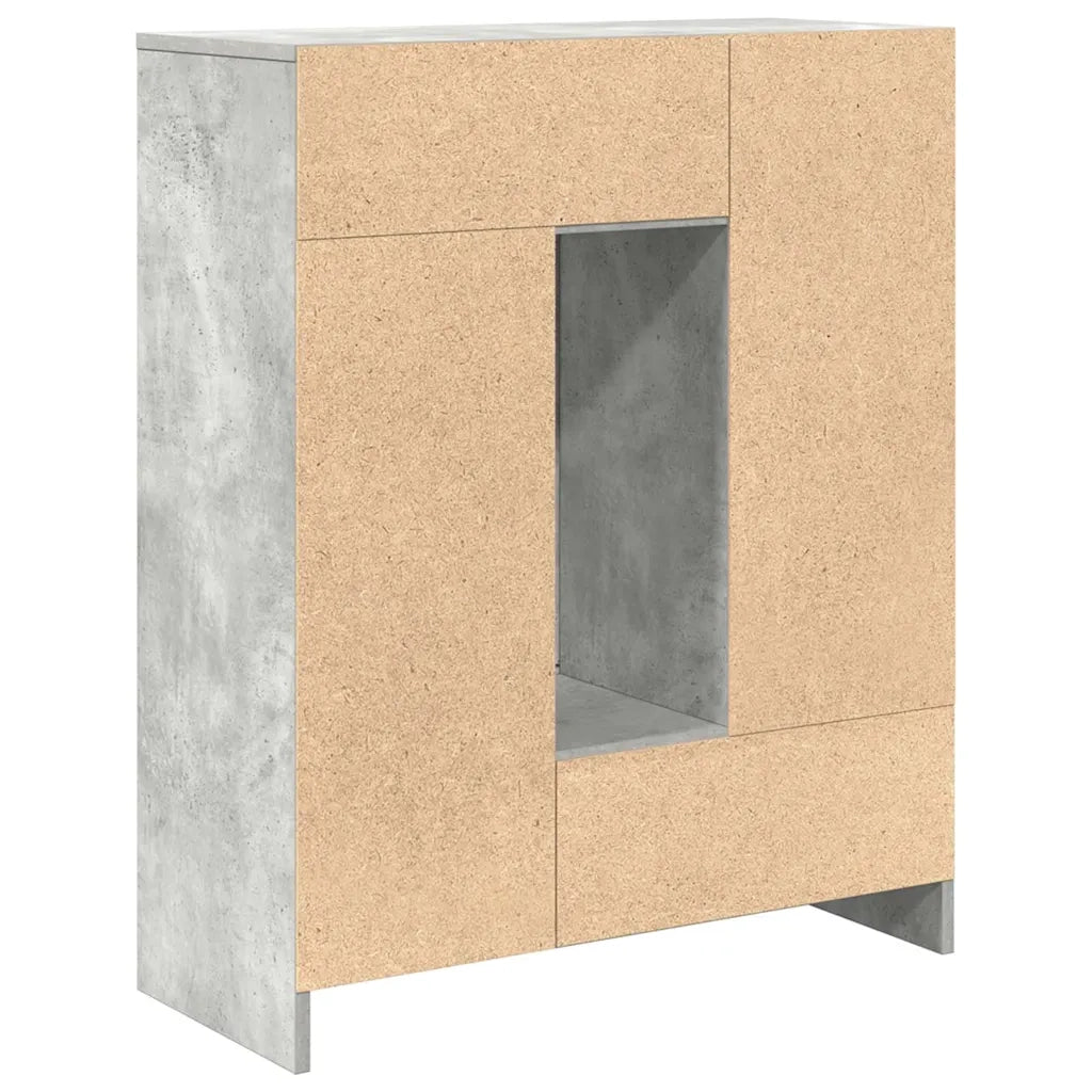 Credenza con Cassetti e Ante-Buffet-Armadio da cucina Grigio Cemento 73x31x90 cm