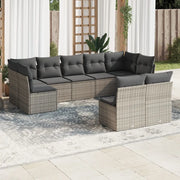 Set Divano da Giardino 9 pz con Cuscini Grigio in Polyrattan 3249989