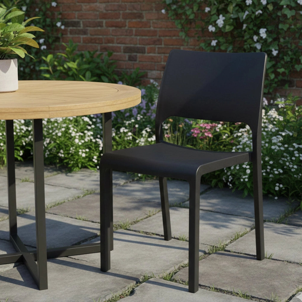Sedia da esterno Cereseto, Seduta da giardino, Sedia per tavolo da pranzo, Poltrona outdoor, 100 % Made in Italy, Cm 46x52h83, Antracite