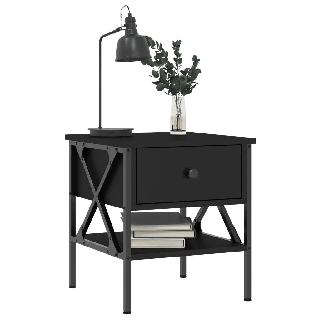 Comodini 2 pz-Set di 2 Tavolino da notte Neri 40x42x45 cm in Legno Multistrato