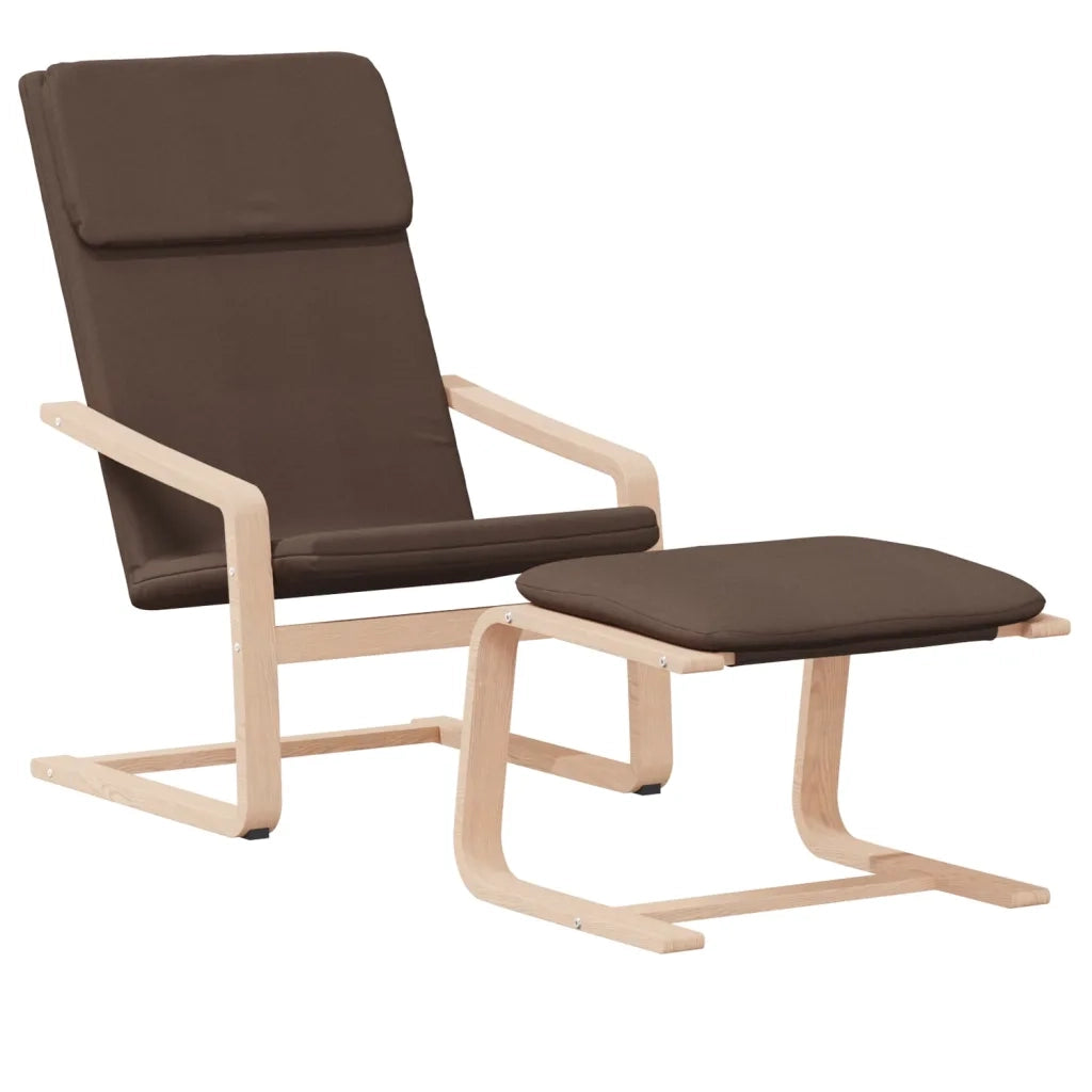 Poltrona | Sedia Relax con Poggiapiedi Marrone Scuro in Tessuto